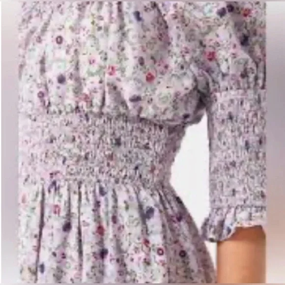 Tuckernuck Hyacinth House Smocked Ruched Cali Floral Midi Dress in Lavender M - Picture 6 of 16